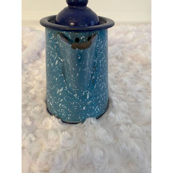 Small Splatter Paint Blue/White Coffee Pot - Picture 2 of 4